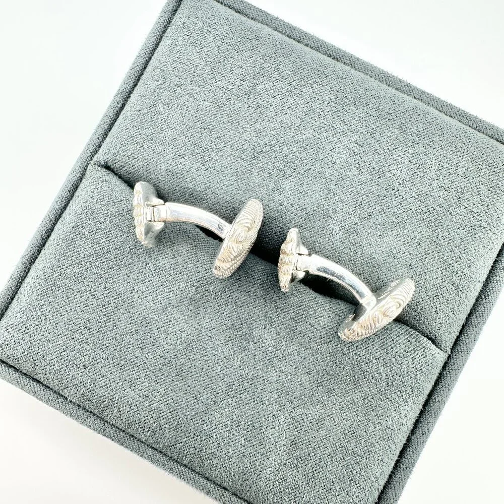 David Yurman Sea Coral Cufflinks w/ Sterling Silver & 18K Yellow Gold - RARE